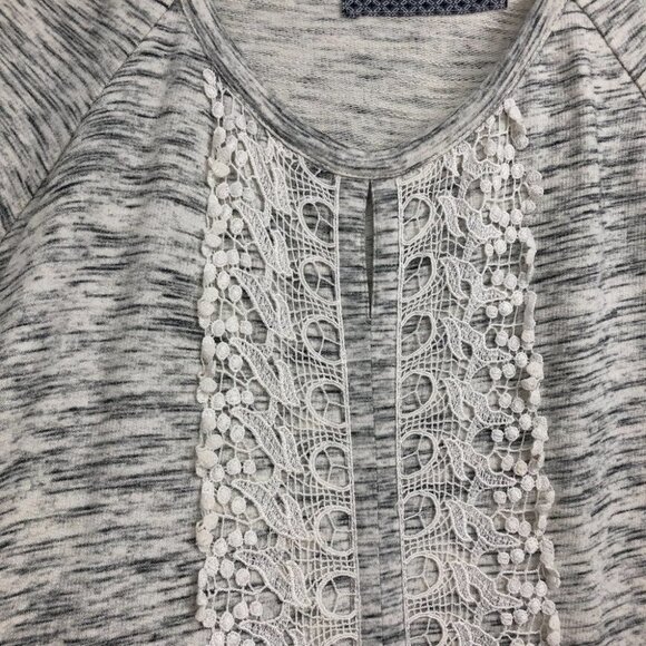 Anthropologie Lilka Heathered grey t-shirt  dress midline crochet detail pockets - Picture 8 of 16